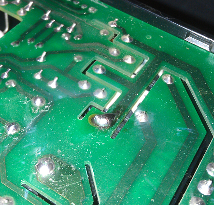 Resoldered Relay Trace on Control PCB